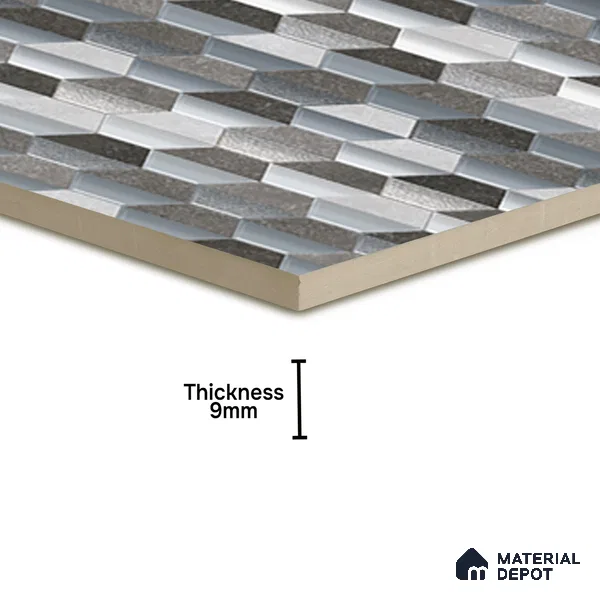Geometric Wall & Floor Tile TL 07237 F Alpi 8004 GLM (Silver) 1 ft x 1 ft Ceramic Matte Finish - 9 mm  | 2 mm Spacer is Mandatory | Please Expect a Slight Variation of Pattern (Sample)